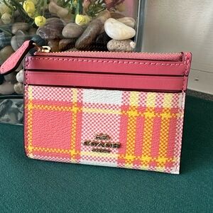 Coach Mini Skinny ID Case Garden Plaid